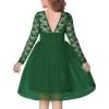 Arshiner Flower Girl Dress V Back Lace Long Sleeve Tulle Special Occasion Wedding Party Dresses(Dark Green)