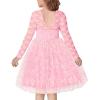 Arshiner Flower Girl Dress V Back Lace Long Sleeve Tulle Special Occasion Wedding Party Dresses(Pink)