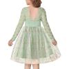 Arshiner Flower Girl Dress V Back Lace Long Sleeve Tulle Special Occasion Wedding Party Dresses(Sage Green)
