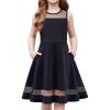 Arshiner Girls Elegant Dresses Sleeveless Round Neck A-line Party Dance Graduation Mesh Dress Size 5-16(Black)