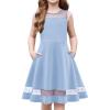 Arshiner Girls Elegant Dresses Sleeveless Round Neck A-line Party Dance Graduation Mesh Dress Size 5-16(Light Blue)