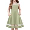 Arshiner Girls Elegant Dresses Sleeveless Round Neck A-line Party Dance Graduation Mesh Dress Size 5-16(Light Green)