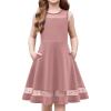 Arshiner Girls Elegant Dresses Sleeveless Round Neck A-line Party Dance Graduation Mesh Dress Size 5-16(Light Pink)