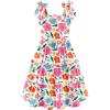 Arshiner Girls Summer Dress Tween Boho Casual Bowknot Strap Sleeveless Swing Flowy Ruffle Tiered Sundresses with Pockets(Pink Blue Floral)