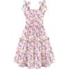 Arshiner Girls Summer Dress Tween Boho Casual Bowknot Strap Sleeveless Swing Flowy Ruffle Tiered Sundresses with Pockets(Pink Floral)