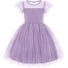 Arshiner Little Girl Dresses Contrast Mesh Ruffle Sleeve Birthday Holiday Princess Toddler Tulle Dress for 2-7 Years Old(Lavender)