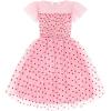 Arshiner Little Girl Dresses Contrast Mesh Ruffle Sleeve Birthday Holiday Princess Toddler Tulle Dress for 2-7 Years Old(Red Heart)