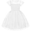 Arshiner Little Girl Dresses Contrast Mesh Ruffle Sleeve Birthday Holiday Princess Toddler Tulle Dress for 2-7 Years Old(White)