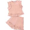 Arshiner Toddler Girls Clothes Ribbed Knit Ruffle Sleeveless Tops and Shorts with Pockets Cute Summer 2 Pieces Short Sets(Light Pink)