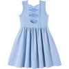 Arshiner Toddler Girls Summer Dress Back Bowknot Sleeveless Twirly Casual Beach Party Sundress with Pockets(Light Blue)