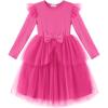 Arshiner Toddler Girls Tutu Dress Princess Tiered Tulle Long Sleeve Bowknot Birthday Party Dresses(Hot Pink)
