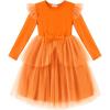 Arshiner Toddler Girls Tutu Dress Princess Tiered Tulle Long Sleeve Bowknot Birthday Party Dresses(Orange)