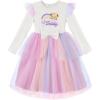 Arshiner Toddler Girls Tutu Dress Princess Tiered Tulle Long Sleeve Bowknot Birthday Party Dresses(Pink Rainbow)