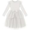 Arshiner Toddler Girls Tutu Dress Princess Tiered Tulle Long Sleeve Bowknot Birthday Party Dresses(White)