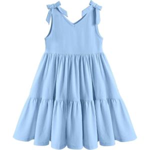 Arshiner Toddler Girl Summer Dress Little Girls Casual Beach Party Bowknot Sling Sundress with Pocket 1-7t(Blue)
