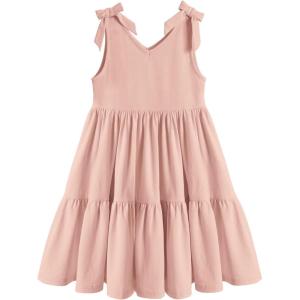 Arshiner Toddler Girl Summer Dress Little Girls Casual Beach Party Bowknot Sling Sundress with Pocket 1-7t(Dusty Pink)