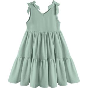 Arshiner Toddler Girl Summer Dress Little Girls Casual Beach Party Bowknot Sling Sundress with Pocket 1-7t(Green)