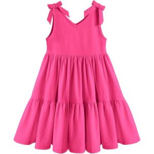 Arshiner Toddler Girl Summer Dress Little Girls Casual Beach Party Bowknot Sling Sundress with Pocket 1-7t(Hot Pink)