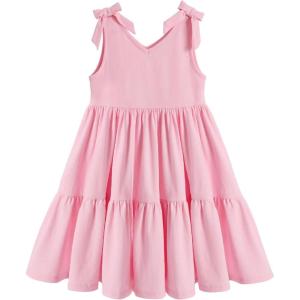 Arshiner Toddler Girl Summer Dress Little Girls Casual Beach Party Bowknot Sling Sundress with Pocket 1-7t(Pink)