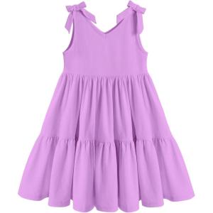 Arshiner Toddler Girl Summer Dress Little Girls Casual Beach Party Bowknot Sling Sundress with Pocket 1-7t(Purple)