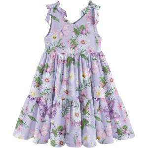Arshiner Toddler Girl Summer Dress Little Girls Casual Beach Party Bowknot Sling Sundress with Pocket 1-7t(Purple Butterfly)