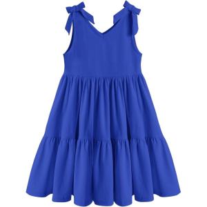Arshiner Toddler Girl Summer Dress Little Girls Casual Beach Party Bowknot Sling Sundress with Pocket 1-7t(Royal Blue)