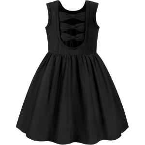 Arshiner Toddler Girls Summer Dress Back Bowknot Sleeveless Twirly Casual Beach Party Sundress with Pockets(Black)