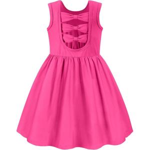Arshiner Toddler Girls Summer Dress Back Bowknot Sleeveless Twirly Casual Beach Party Sundress with Pockets(Hot Pink)