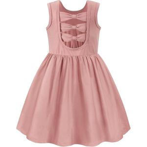 Arshiner Toddler Girls Summer Dress Back Bowknot Sleeveless Twirly Casual Beach Party Sundress with Pockets(Pink)
