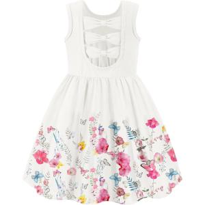 Arshiner Toddler Girls Summer Dress Back Bowknot Sleeveless Twirly Casual Beach Party Sundress with Pockets(Pink Floral)