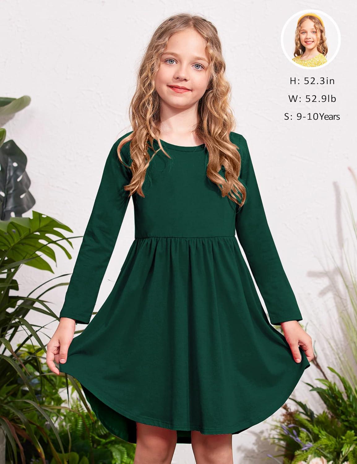 imageArshiner Girl Long Sleeve A Line Skater Casual Twirly Casual Dress