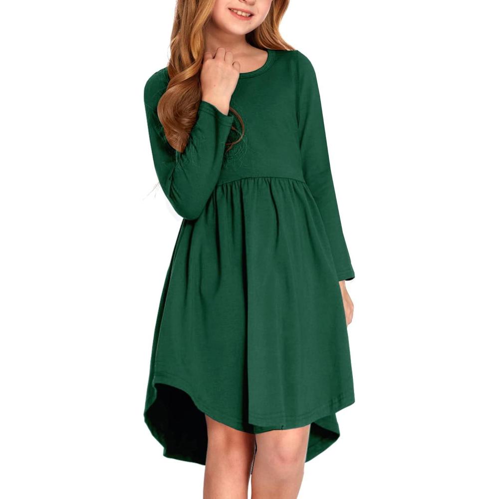 imageArshiner Girl Long Sleeve A Line Skater Casual Twirly Casual Dress