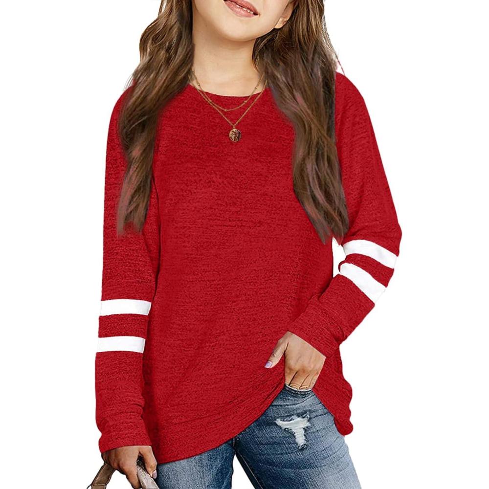 imageArshiner Girls Crewneck Sweatshirt Color Block Long Sleeve Knit Sweaters Tunic Tops for 513 Years