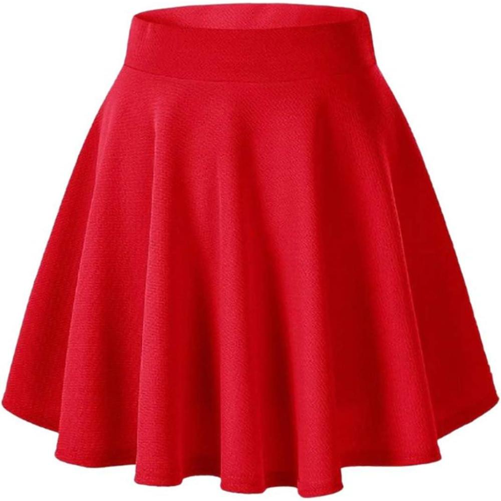 imageArshiner High Waist Aline Skirt Flared Swing Skater with ZipperRed1011 Years