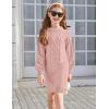 Arshiner Girl’s Sweater Dress Puff Long Sleeve Casual Cable Knit Pullover Fall Dresses for 6-12 Years(Dust Pink)