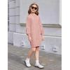 Arshiner Girl’s Sweater Dress Puff Long Sleeve Casual Cable Knit Pullover Fall Dresses for 6-12 Years(Dust Pink)
