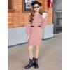 Arshiner Girl’s Sweater Dress Puff Long Sleeve Casual Cable Knit Pullover Fall Dresses for 6-12 Years(Dust Pink)