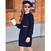 Arshiner Girl’s Sweater Dress Puff Long Sleeve Casual Cable Knit Pullover Fall Dresses for 6-12 Years(Navy Blue)