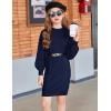 Arshiner Girl’s Sweater Dress Puff Long Sleeve Casual Cable Knit Pullover Fall Dresses for 6-12 Years(Navy Blue)
