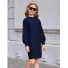 Arshiner Girl’s Sweater Dress Puff Long Sleeve Casual Cable Knit Pullover Fall Dresses for 6-12 Years(Navy Blue)