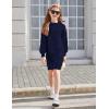 Arshiner Girl’s Sweater Dress Puff Long Sleeve Casual Cable Knit Pullover Fall Dresses for 6-12 Years(Navy Blue)