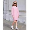 Arshiner Girl’s Sweater Dress Puff Long Sleeve Casual Cable Knit Pullover Fall Dresses for 6-12 Years(Pink)