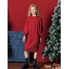 Arshiner Girl’s Sweater Dress Puff Long Sleeve Casual Cable Knit Pullover Fall Dresses for 6-12 Years(Red)