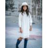 Arshiner Girl’s Sweater Dress Puff Long Sleeve Casual Cable Knit Pullover Fall Dresses for 6-12 Years(White)