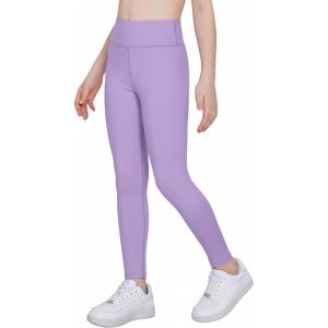Arshiner Girls Fleece Lined Leggings High Waist Water Resistant Warm Winter Tights Running Athletic Yoga Pants for Kids(Purple)