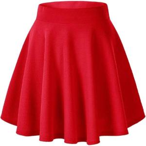 Arshiner High Waist A-line Skirt Flared Swing Skater with Zipper,Red,10-11 Years