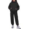 Arshiner Girls 2 Piece Outfit Drop Shoulder Zip Up Hoodies and Sweatpant Clothing Set with Pockets(Black)