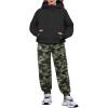 Arshiner Girls 2 Piece Outfit Drop Shoulder Zip Up Hoodies and Sweatpant Clothing Set with Pockets(Black/Camouflage)
