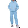 Arshiner Girls 2 Piece Outfit Drop Shoulder Zip Up Hoodies and Sweatpant Clothing Set with Pockets(Blue)