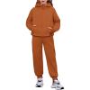 Arshiner Girls 2 Piece Outfit Drop Shoulder Zip Up Hoodies and Sweatpant Clothing Set with Pockets(Caramel)